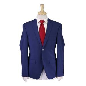 Bar III Men's Skinny Fit Solid Royal Blue 2-Btn Wool Stretch Suit 38S